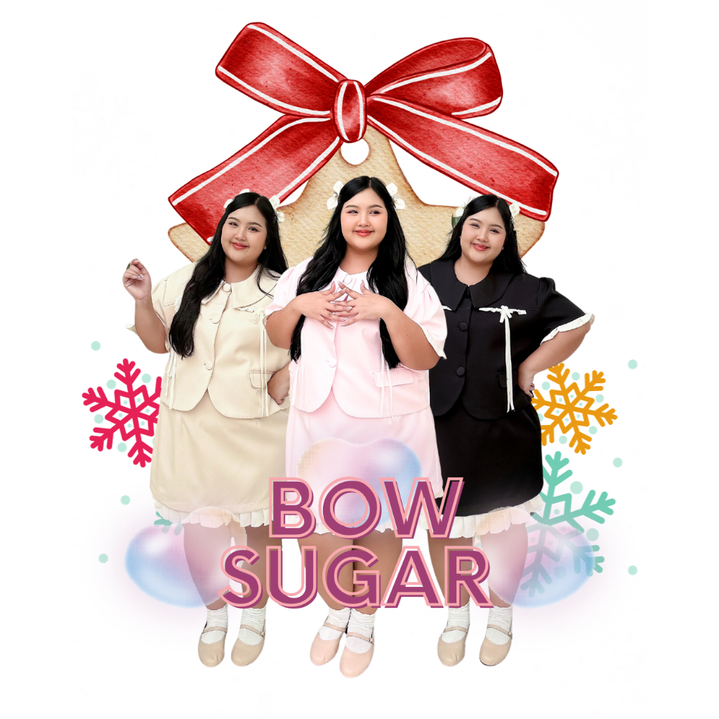 ลด 40.- code FITFATNEW Bow Sugar ชุดเซ็ตสาวอวบ ที่ใส่น่ารักมาก สไตล์เกาหลี เนื้อผ้าดี แต่งกิมมิคโบว์หวานๆ แยกชิ้น