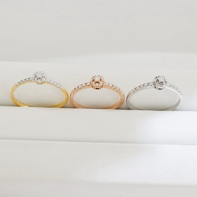 แหวนเพชรแท้ 💎เพชรน้ำ99 VVS ทองแท้18k💎Amantio Diamond