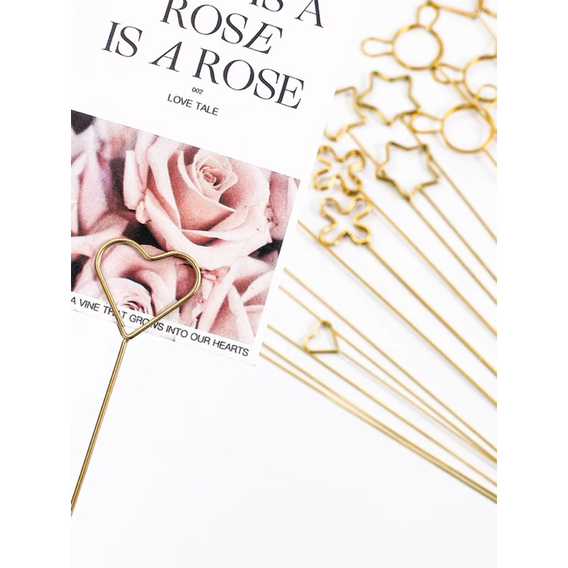 พร้อมส่ง ก้านเสียการ์ด ไม้เสียบรูป ปักบนดอกไม้ สไตล์เกาหลี 韩式鲜花 礼品 卡片夹