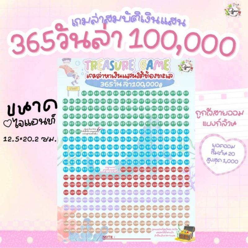 Gjew สติ๊กเกอร์ไจแอนท์ ออม 365 วันล่า 100,000 ขนาด 12.5×20.2 ซม.