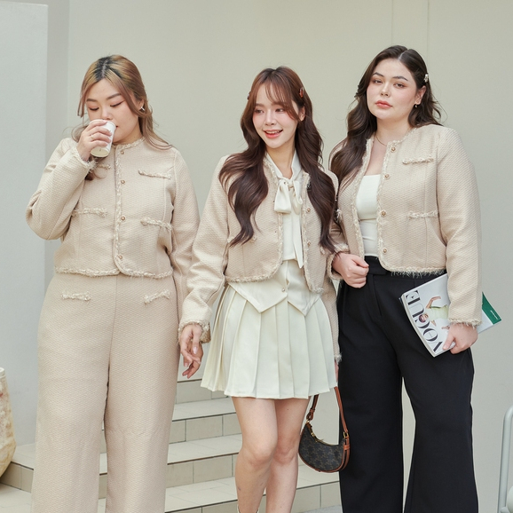 La Mignonne (S-XL) Briella Mary Blazer เบเซอร์ใส่ทำงาน ใส่เที่ยงว งานผ้าทวิต กระดุมอะไหล่มองใช้งานได้จริง