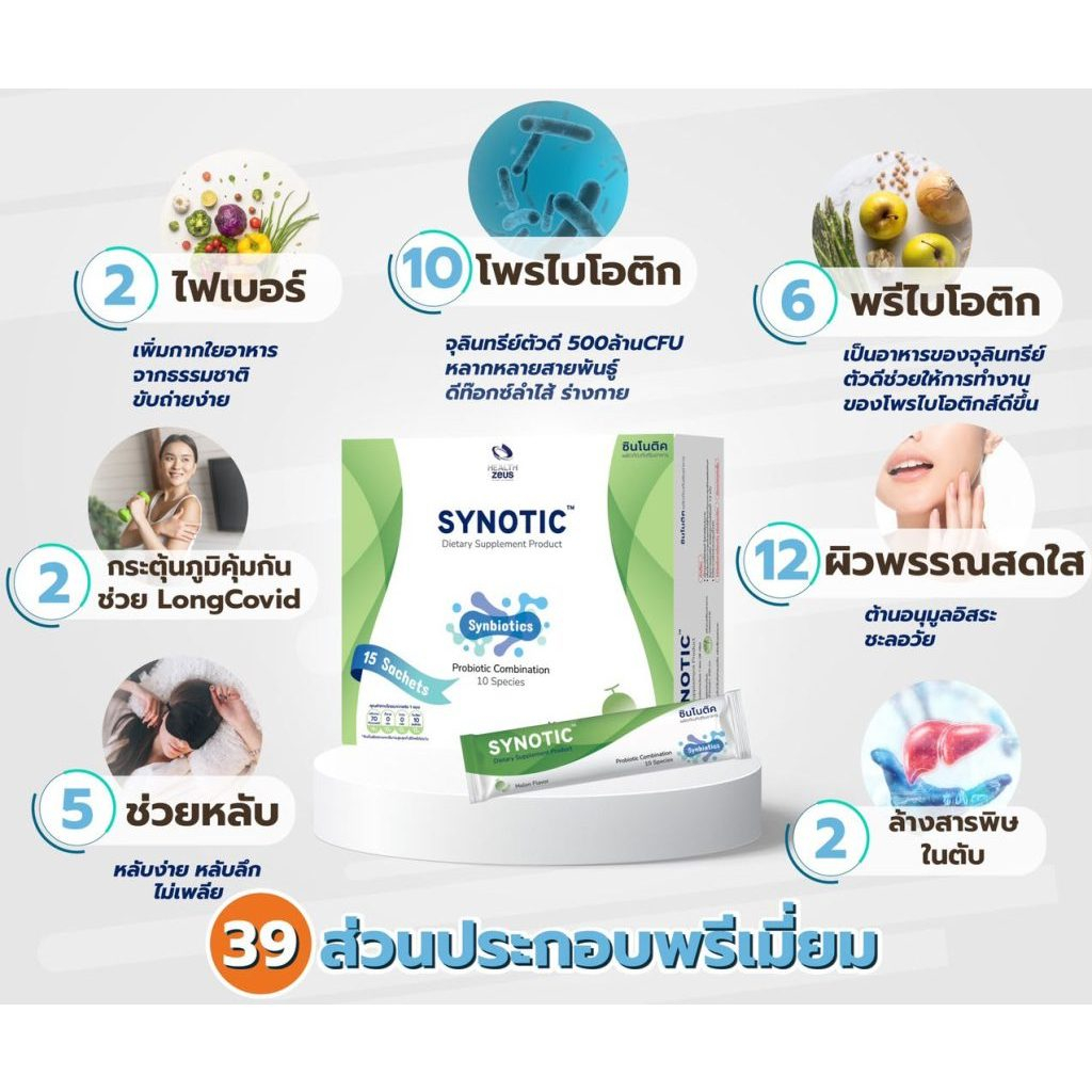 Synotic ซินโนติค  อารหารเสริมปรับสมดุลลำใส้ ด้วย Prebiotic 6 ชนิด เสริมฤทธิ์ Probiotic จุลินทรีย์ที่