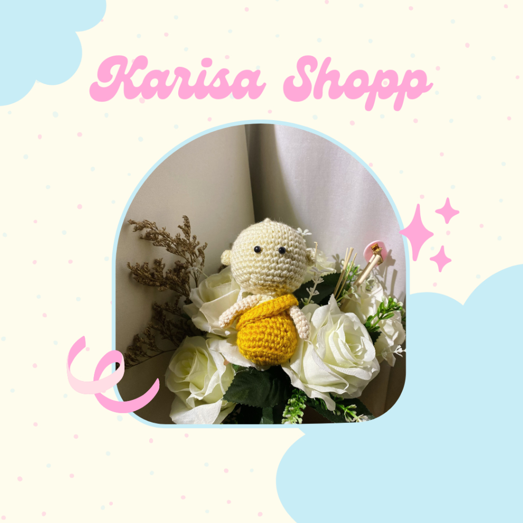 karisa shopp 🎀พร้อมส่ง พวงกุญแจ หลวงพี่ พระ ตุ๊กตาถัก ไหมพรม 9-10cm handmade