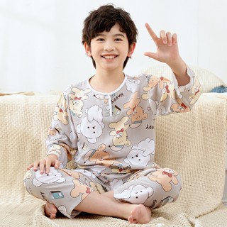 เสื้อผ้าเด็กผู้ชาย ชุดนอน แขนยาวขายาว ผ้าสปัน สำหรับฤดูร้อน