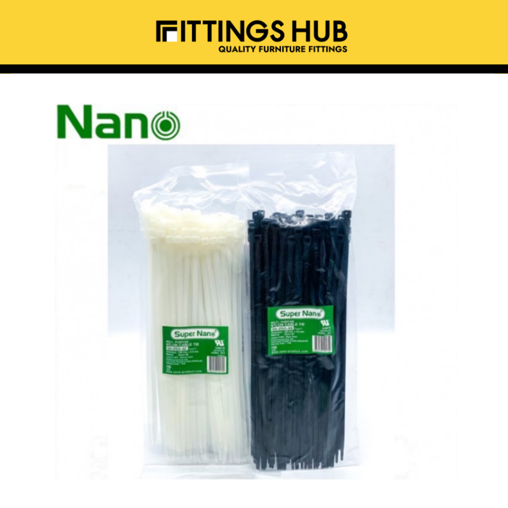 เคเบิ้ลไทร์ ไนล่อน เบอร์ 4 6 8 ตรา Super Nano - Nylon Cable Tie