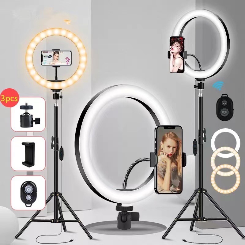 [พร้อมส่ง] ไฟไลฟ์สด 10 นิ้ว ปรับแสงได้ ไฟแต่งหน้า ไฟ live สด ไฟกลม เซลฟี่ อัดวิดีโอ แต่งหน้า ถ่ายวิดีโอ สวยๆ