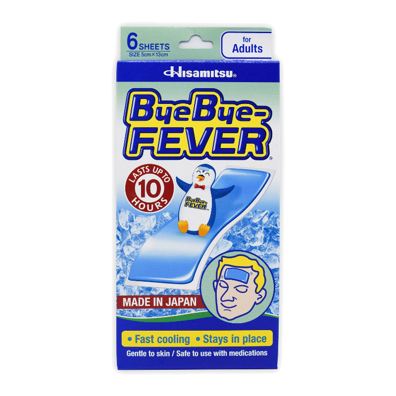 Bye Bye fever แผ่นเจล ลดไข้ สำหรับผู้ใหญ่  1 กล่อง มี 3 ซอง/1ซอง มี 2 แผ่น