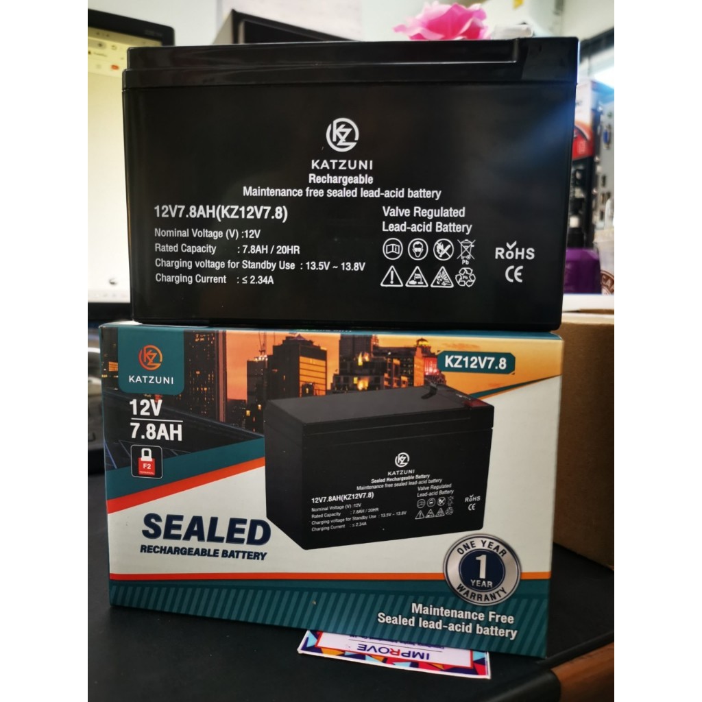 แบต แบตแห้ง เครื่องสำรองไฟ BATTERY UPS 7.8Ah -12V Katzuni (สินค้าพร้อมส่ง) 12V 7.8Ah / 14.7 x 6.2 x 