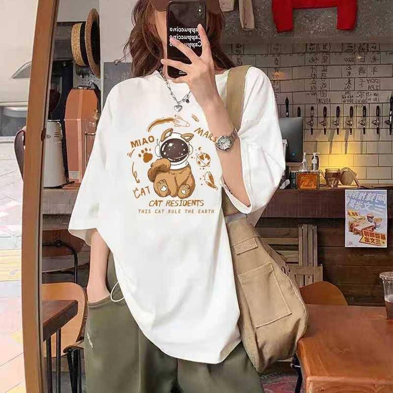 เสื้อยืดคอกลม แขนสั้น ขาว-ดำ สกรีนลาย ES53