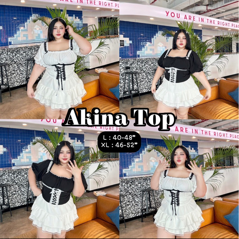 เสื้อแฟชั่น อก 40-52” แต่งลูกไม้ สานริบบิ้นช่วงเอว พลางหุ่นสวย มี2สี แมทช์ง่ายสุดๆ ใส่กับอะไรก็สวย Plussize