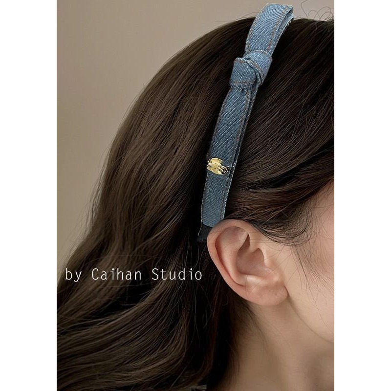 [H016] ที่คาดผมผ้ายีนส์ผูกโบว์ กว้าง 16 มิล และ 10 มิล แบบเรียบง่ายน่ารัก ใช้ได้ทุกวัย