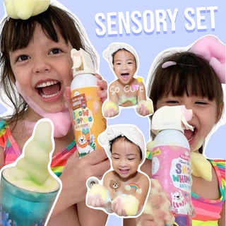 ⭐️โปรใหม่⭐️Sensory bath set ! เซ็ต 4 ขวดราคาพิเศษ มีของแถม! อ่อนโยนสำหรับเด็ก สบู่ทำฟองสำหรับเด็ก