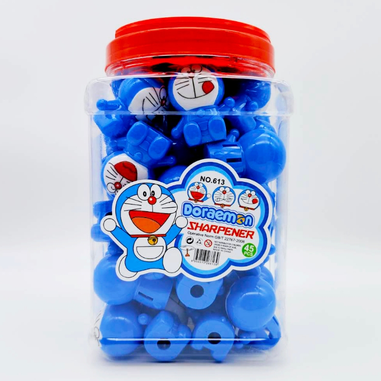 กระปุก 45 PCS (No.613) กบเหลาดินสอ ที่เหลาดินสอ ลายแมวการ์ตูนสีน้ำเงิน คละสี แบบมือหมุน เหลาง่าย