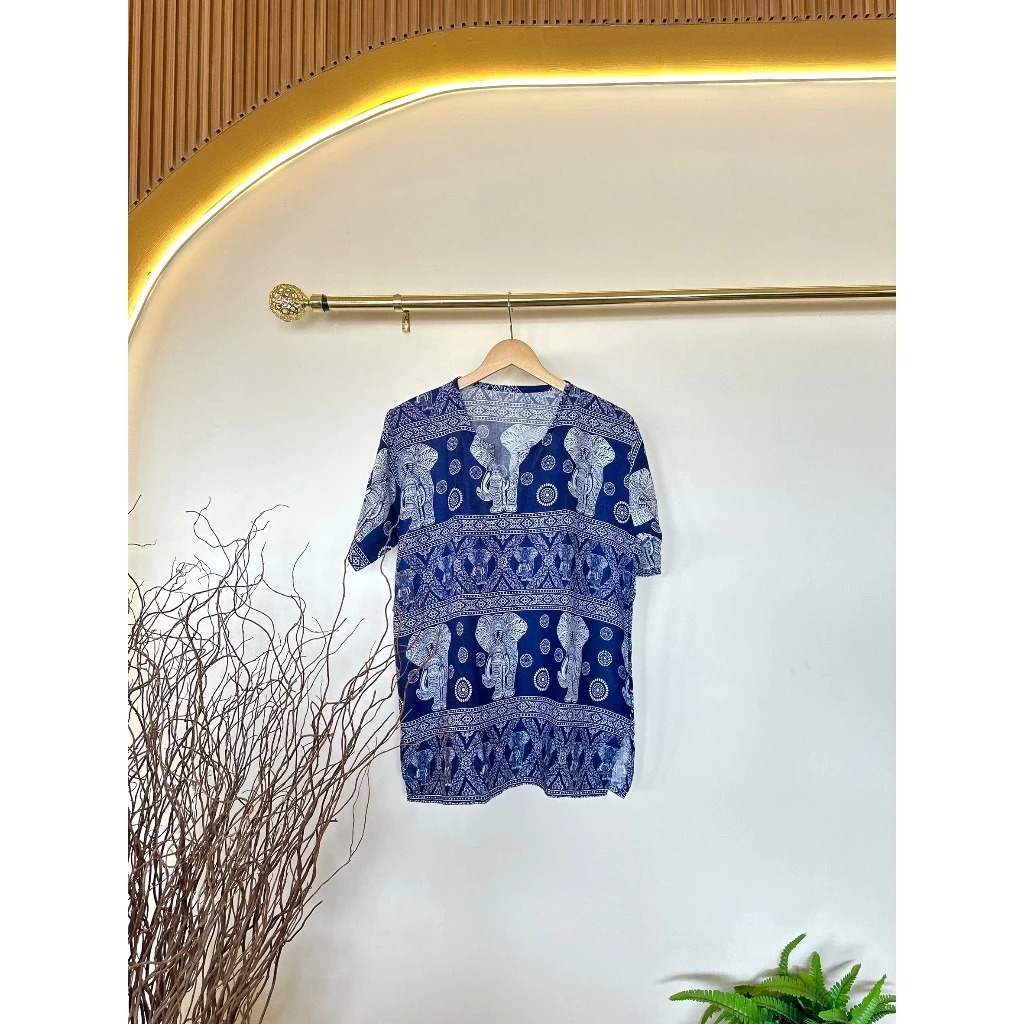 เสื้อลายช้าง คอจังโก้ แขนสั้น อก 48/52 thumbnail 5