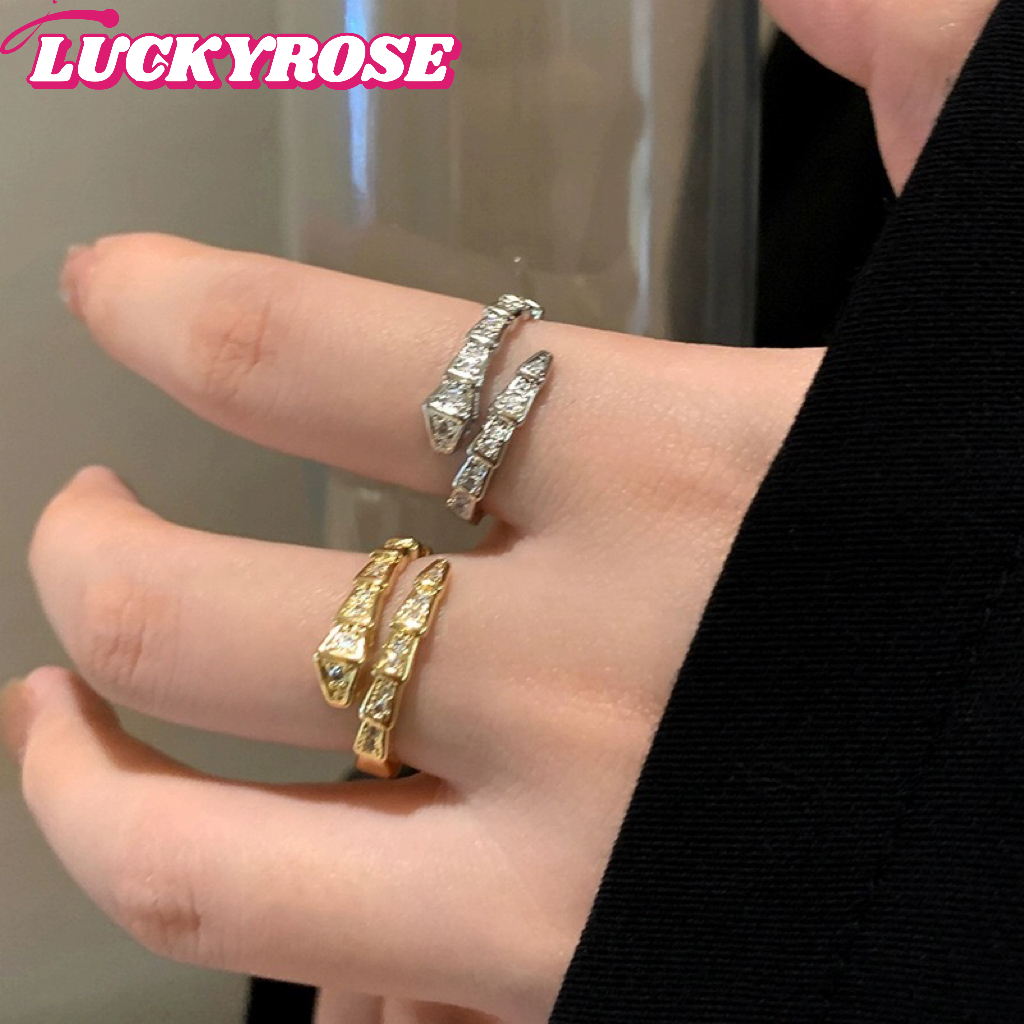 แหวนเพชร รูปงู สีทอง สีเงิน เหมาะกับของขวัญวันเกิด สําหรับนักเรียนหญิง สมัย บุคลิกภาพ หรูหราเบา ๆ