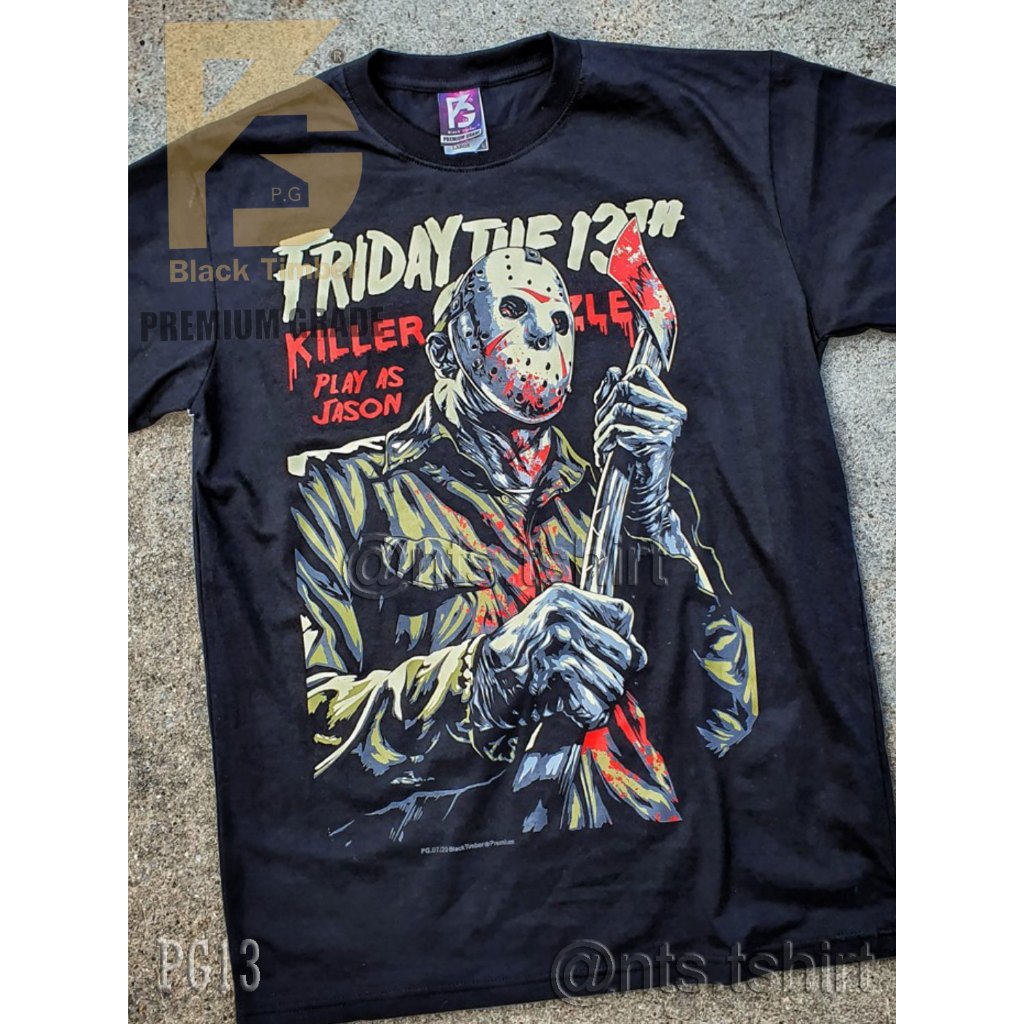 PG 07 Jason Friday the 13th เสื้อยืด หนัง นักร้อง เสื้อดำ สกรีนลาย ผ้าหนา PG T SHIRT S M L XL XXL