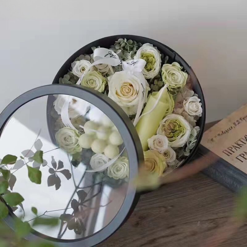 B02 รุ่นกล่องกลมหน้าใส ❤️กล่องใส่ดอกไม้ 🎁 กล่องใส่ของอเนกประสงค์🎁