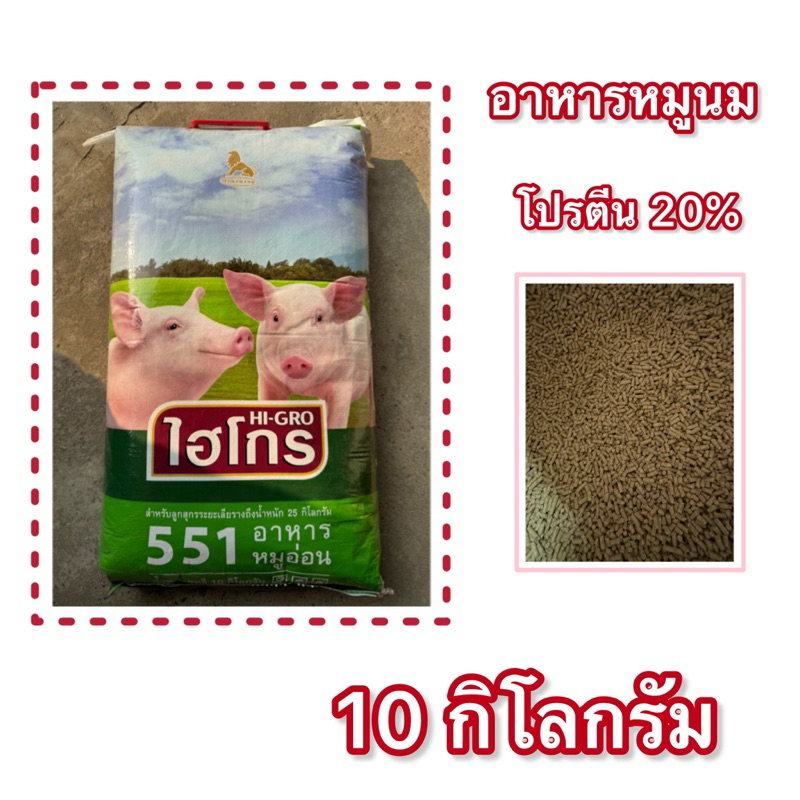 อาหารหมูนม ไฮโกร 551 ( 10 กิโลกรัม ) สำหรับลูกหมู หรือเลี้ยงไก่