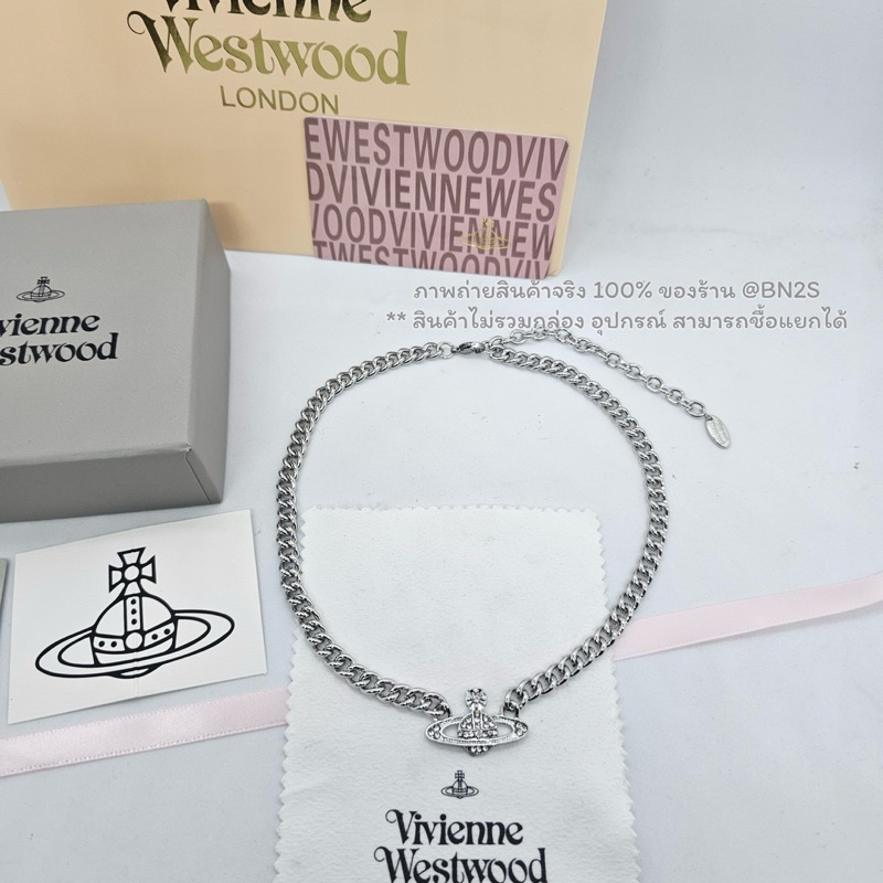 Vivienne Westwood Saturn Chain Chocker สร้อยคอเหล็กจี้ดาวเสาร์ วิเวียนสีเงิน งานปั๊ม สายโซ่เหล็ก