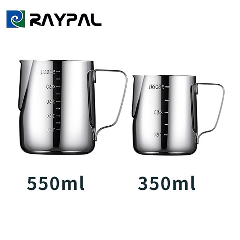 RAYPAL เหยือกตีฟองนม สีเงิน 350ml/550ml /900MLพิชเชอร์ ถ้วยตีฟองนม สแตนเลส Stainless Milk Pitcher สเตนเลส304