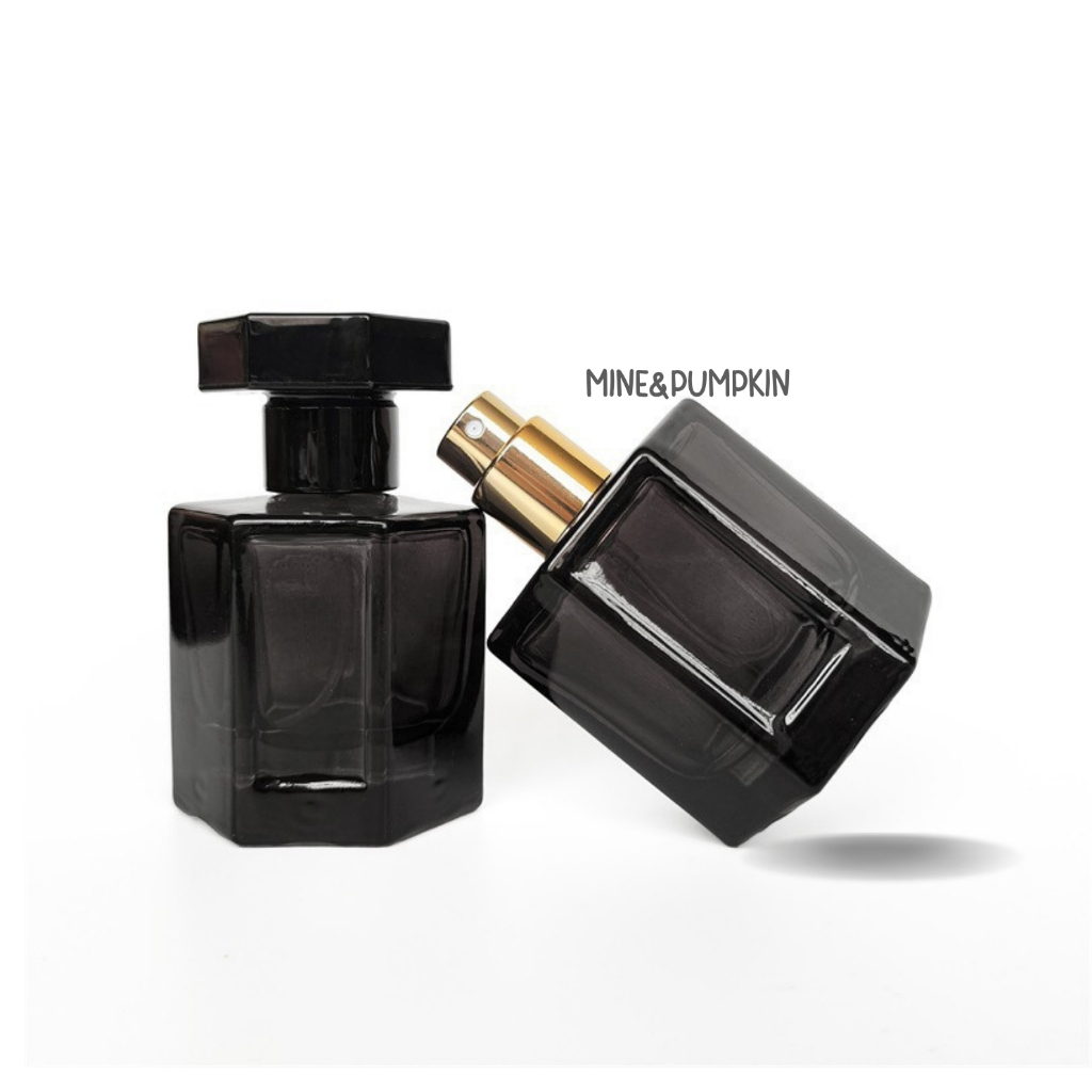 【M&P】ขวดแก้วเปล่า หัวสเปร์ย ขนาด 30 / 50 ml (7เหลี่ยม)