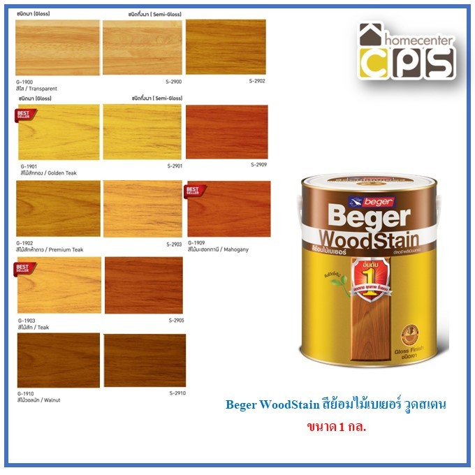 Beger WoodStain สีย้อมไม้เบเยอร์ สีย้อมไม้เบเยอร์ วูดสเตน ขนาด 1 กล.