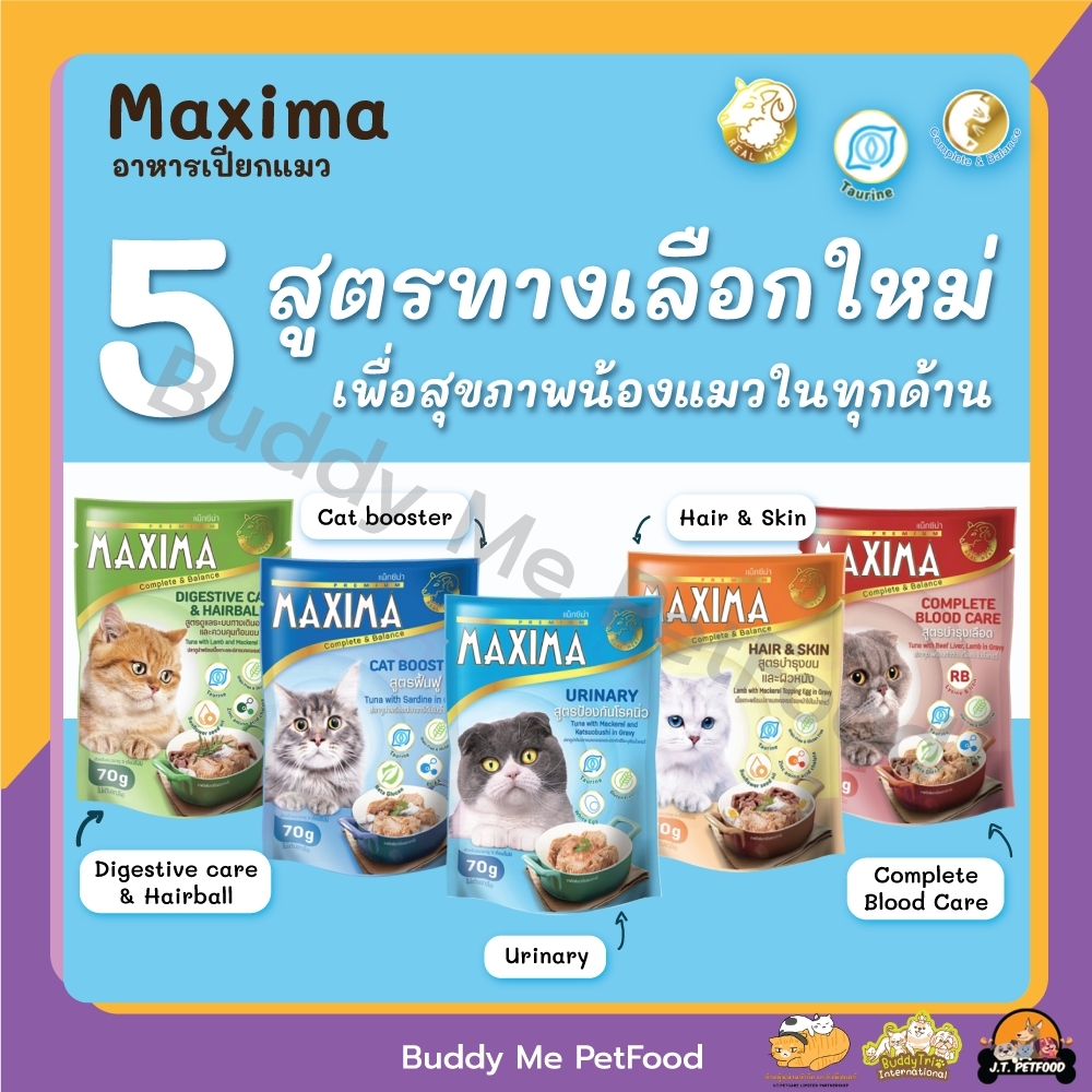 [โหล] อาหารเปียก MAXIMA สูตรบำรุง ขนาด 70 กรัม จำนวน 12 ซอง