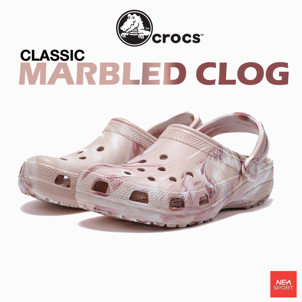 [ลด30% เก็บโค้ด 1860FASHDD] CROCS CLASSIC MARBLED CLOG ใส่สบาย รองเท้าแตะ รัดส้น คร็อคส์ แท้ รุ่นฮิต หญิง