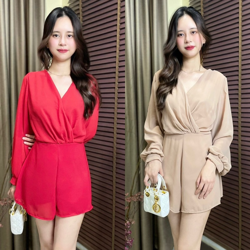 Baifern ชุดจั้มสูทสั้น ผ้าชีฟอง