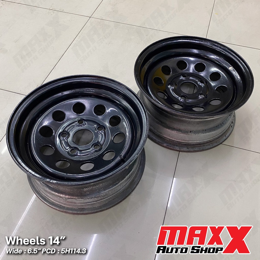 ล้อกระทะบรรทุก SRW TOYOTA VIGO ดุม 60 ขอบ 14x6.5" 5H114.3 สีดำ สภาพดี ไม่มีซ่อม มีรอยตำหนิตามการใช้ง