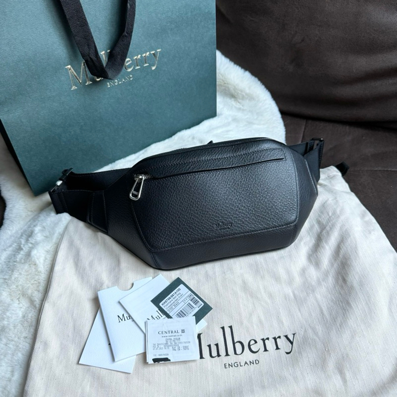 Kept unused ‼️ Mulberry postmans belt bag ปี 2023 ออกช็อปไทย สีดำ สภาพใหม่ ไม่เคยใช้งานใดๆ หนังเกรนรุ่นนี้ืทนม