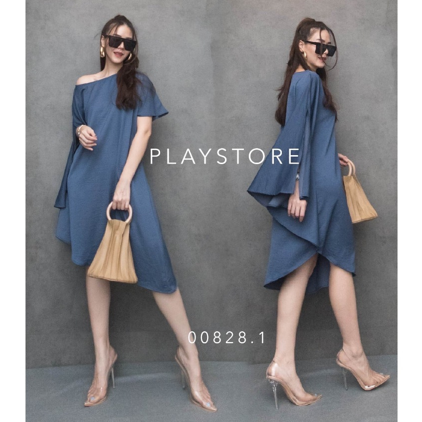 🩷🩷 MirrorSister 00828.1 เดรสซาติน ชายเฉียง เนื้อดีมีน้ำหนัก เก๋ สวยหรู ดีไซน์แขนทั้ง2ข้าง ต่างสไตล์ - รูปที่ 6