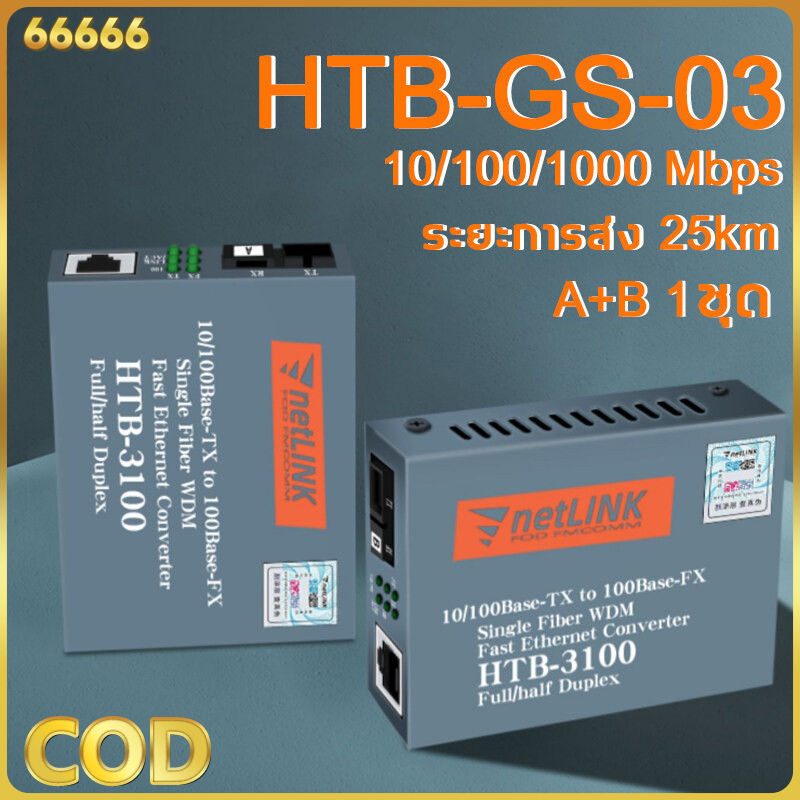 NetLINK Gigabit Media Converter HTB-GS-03 Fiber Optic 20KM Single-mode Single-fiber WDM RJ45 media converter fiber 1000