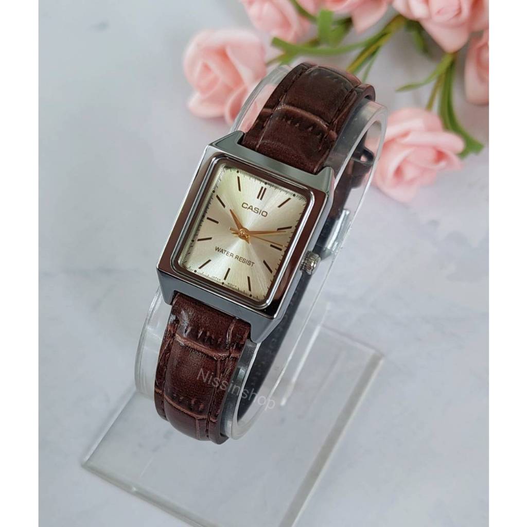 นาฬิกา Casio แท้ รุ่น LTP-V007L นาฬิกาข้อมือผู้หญิงสายหนัง หน้าปัดเหลี่ยม ของแท้ 100% รับประกันสินค้า 1 ปี