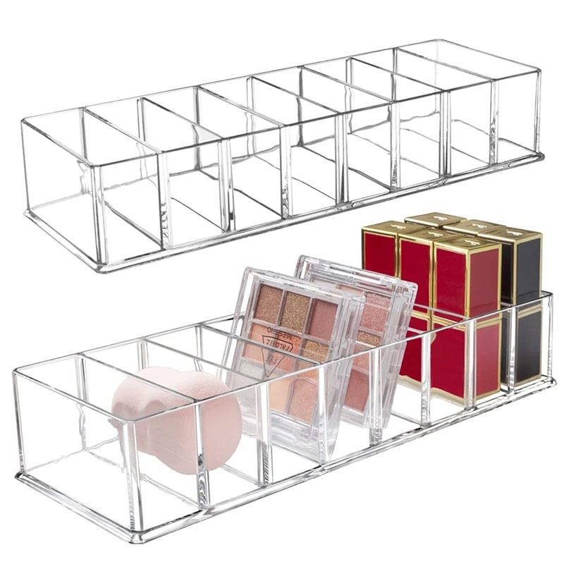 กล่องเก็บแป้งอัดแข็ง กล่องเครื่องสำอาง พีวีชีและพลาสติก กล่องแป้งแต่งหน้า ที่ใส่แปรงแต่งหน้า กล่องเก็บผง 8 ช่อง ปาก