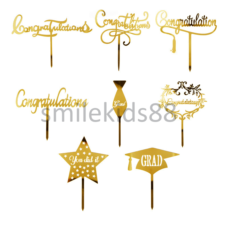 พร้อมส่ง ป้ายปักเค้ก ป้ายcongrats ป้ายอะคริลิคปักเค้ก