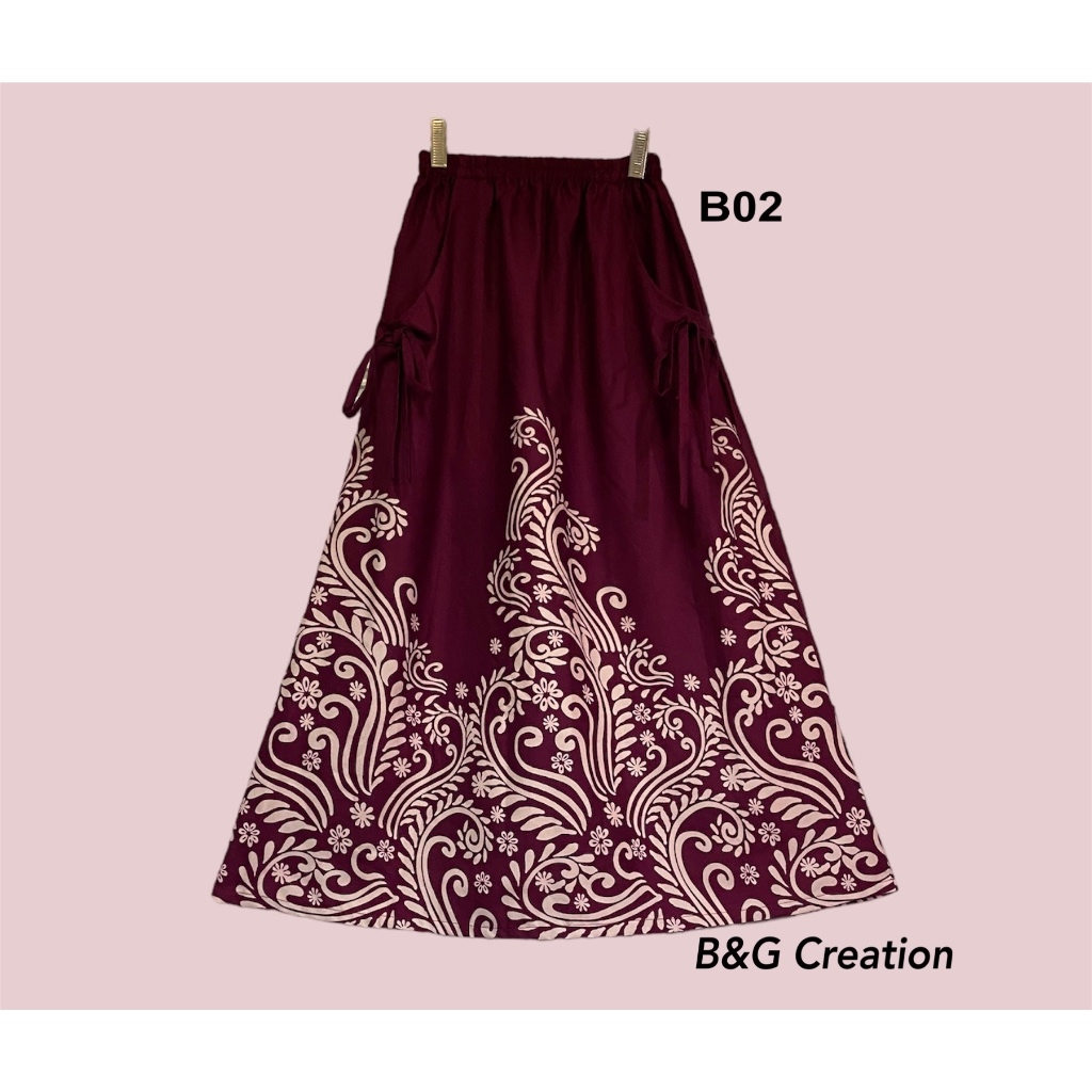 ร้าน B&G Creation 💥new 💥 กระโปรงยาว ผ้าลายดอกไม้คอตตอน เอวยางยืด กระเป๋าล้วง2 ข้างพร้อมโบว์ กระโปรงแ