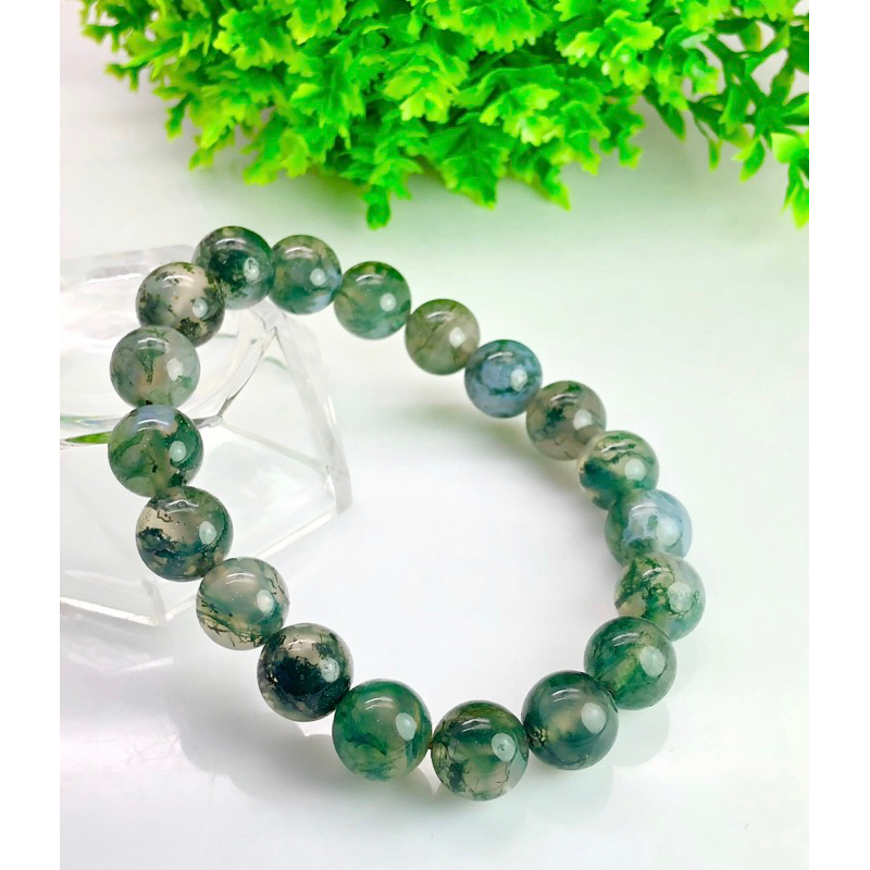 HIGH QUALITY Moss Agate Bracelet 8mm Moss Agate Beaded Bracelet for Her Green Gift for Him Holiday Gift Green Bracele