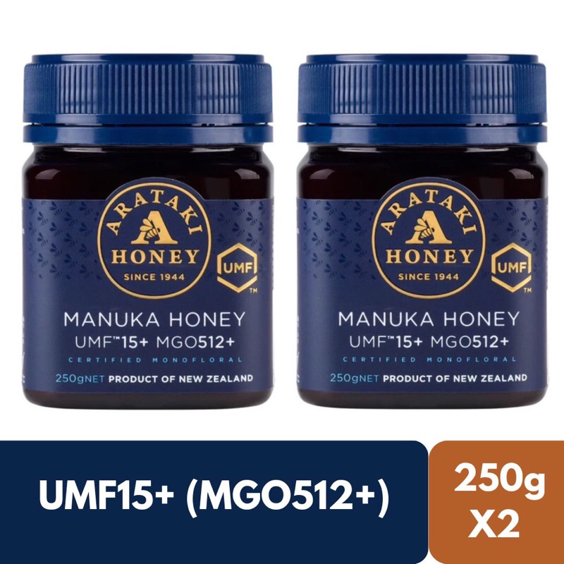 น้ำผึ้งมานูก้า Arataki Manuka Honey UMF15+ (MGO512+) 250g x2 Product of New Zealand