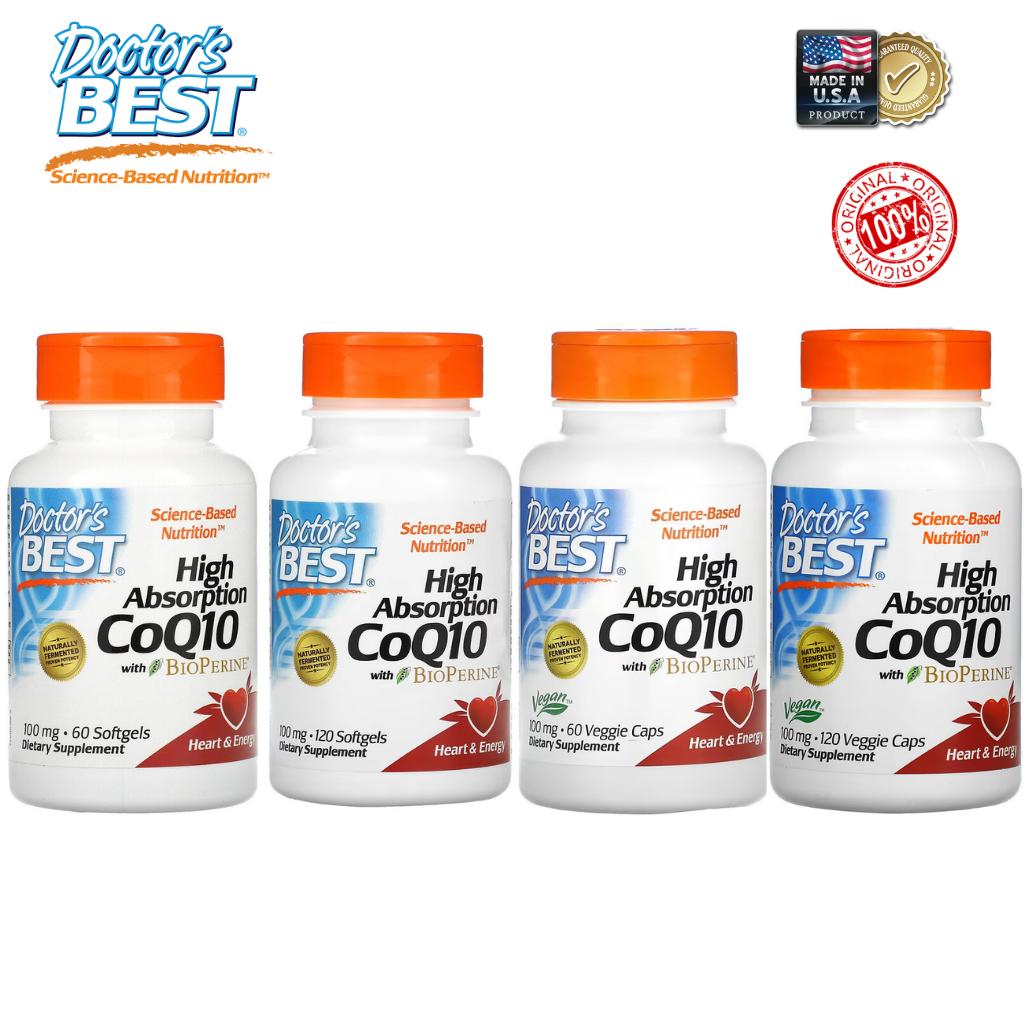[พร้อมส่ง] Doctor's Best, High Absorption CoQ10 with BioPerine, 100 mg (60 / 120 ซอฟเจล)