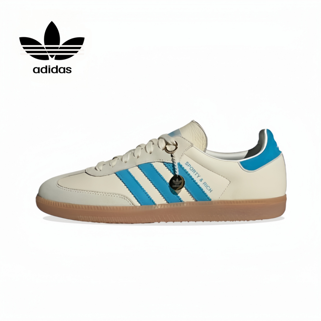 Sporty &amp; Rich x adidas orginals Samba white blue （ของแท้ 100 %）