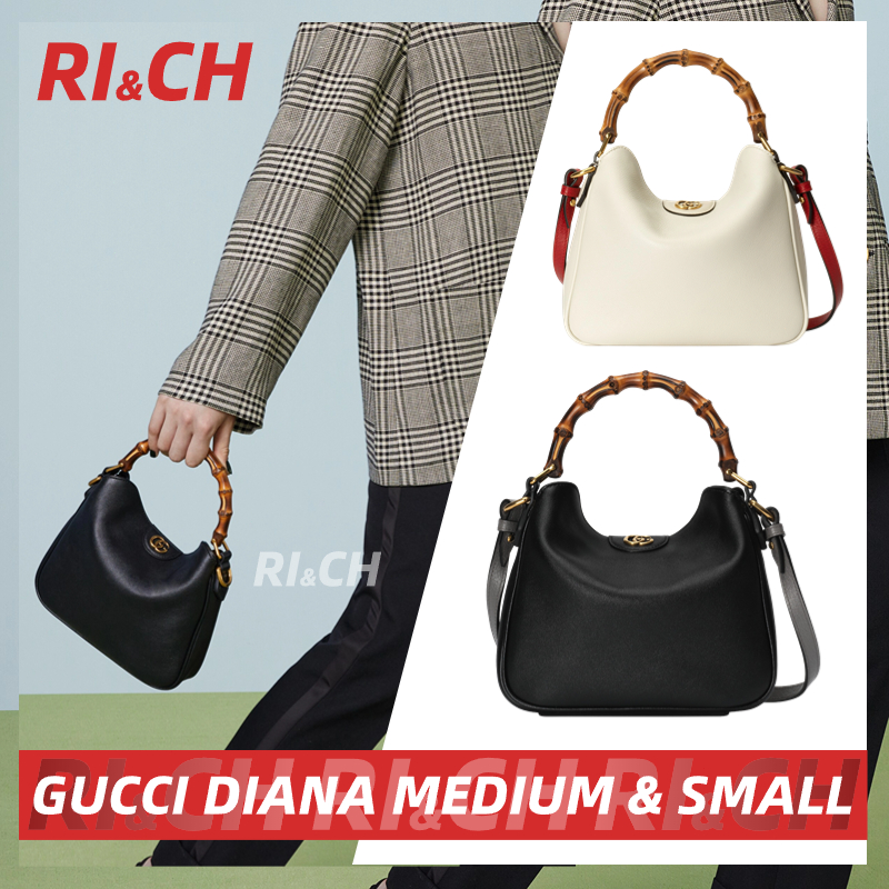 #Rich Gucci ราคาถูกที่สุดใน Shopee แท้💯GUCCI DIANA MEDIUM & SMALL SHOULDER BAG BAMBOO HANDLE BAG