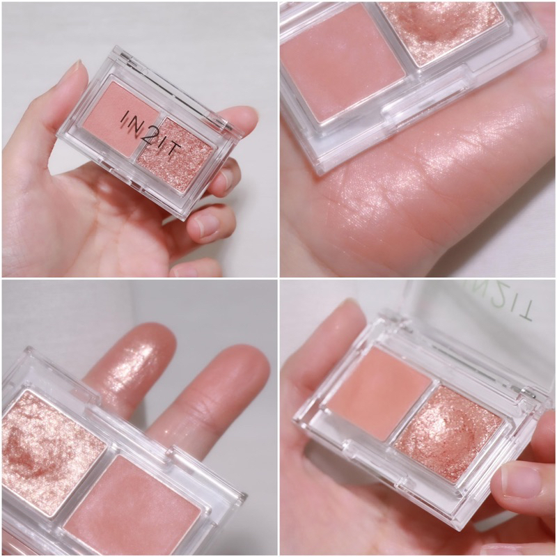 น่ารักไม่ไหววว #อายแชโดว์ตาบลิ้ง IN2IT Duo Jello Eye Shadow เบอร์ DES04 - Hey Girlie โทนชมพูพีช ลุคเบา ๆ ดูคุณหนู