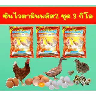 ซันไวตามินพลัส2 จำนวน3กิโล วิตามินไก่ไข่ เป็ดไข่ นกกระทาไข่ โดยเฉพาะ ของแท้จากสำนักงานใหญ่้