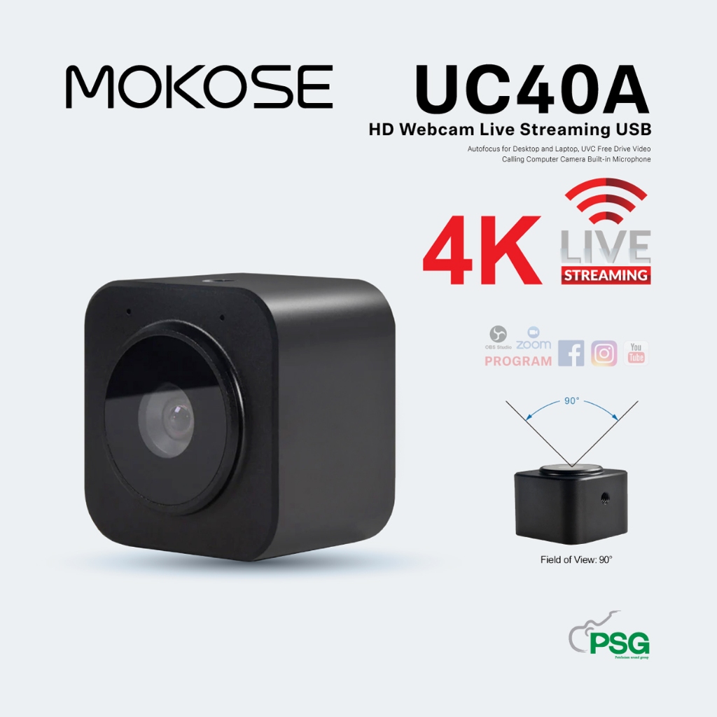 MOKOSE : UC40A  4K- AUTOFOCUS Ultra HD Webcam Live Streaming USB