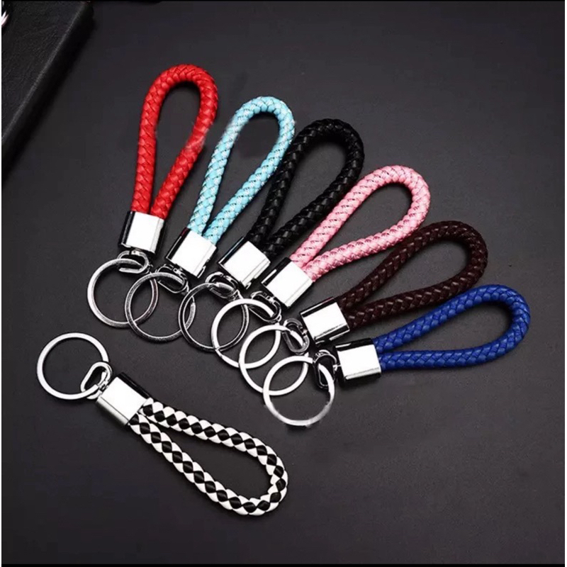 (R-010) พวงกุญแจ แฟชั่นหนัง PU แฮนด์เมดถักเชือก สุดเทห์