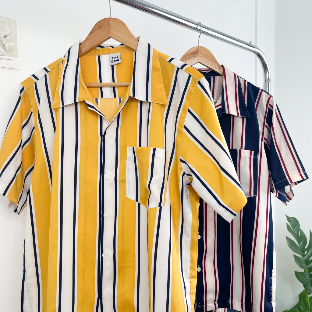 เสื้อเชิ้ตลายทางสไตล์สุดเท่ คูล Summer Beach Vibes HS81