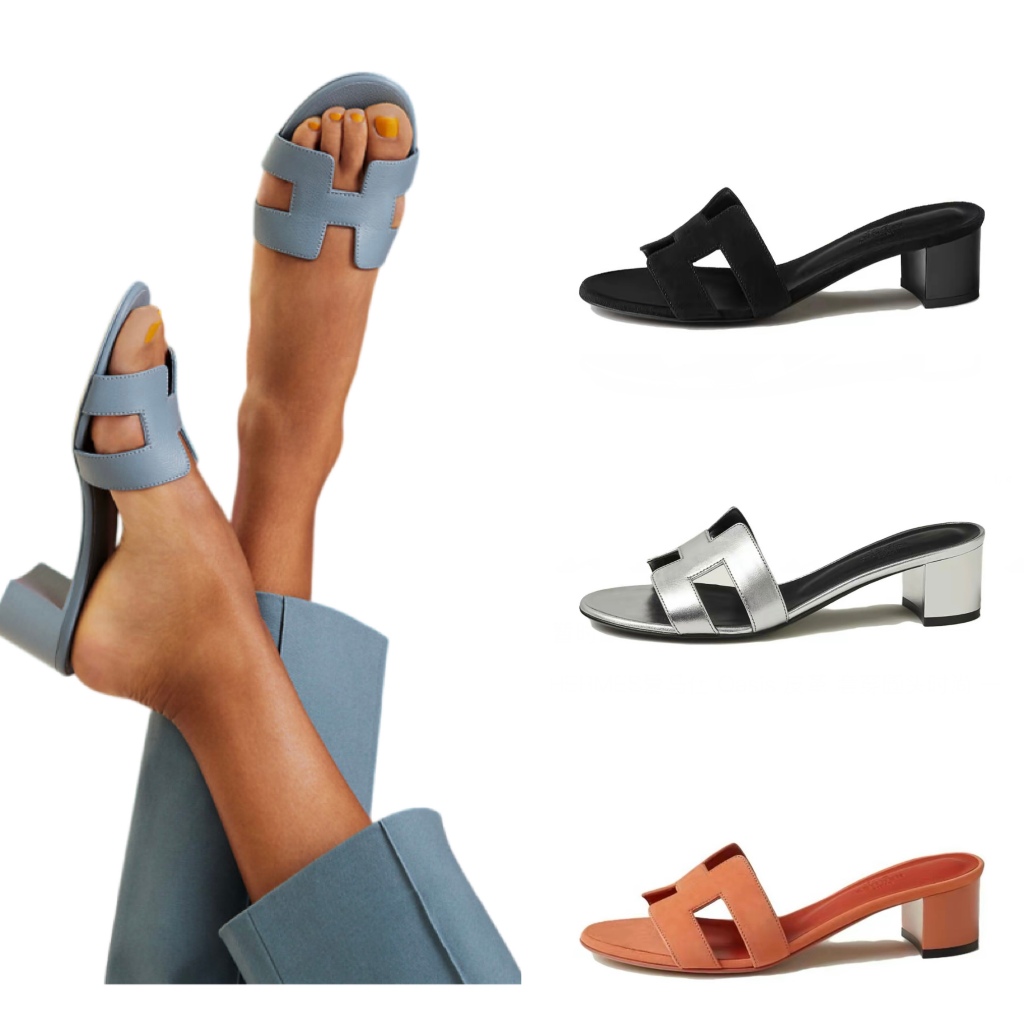 Hermès/รองเท้าผู้หญิง/หนังวัว/H Quilted Upper/รองเท้าส้นสูง/ของแท้ 100%