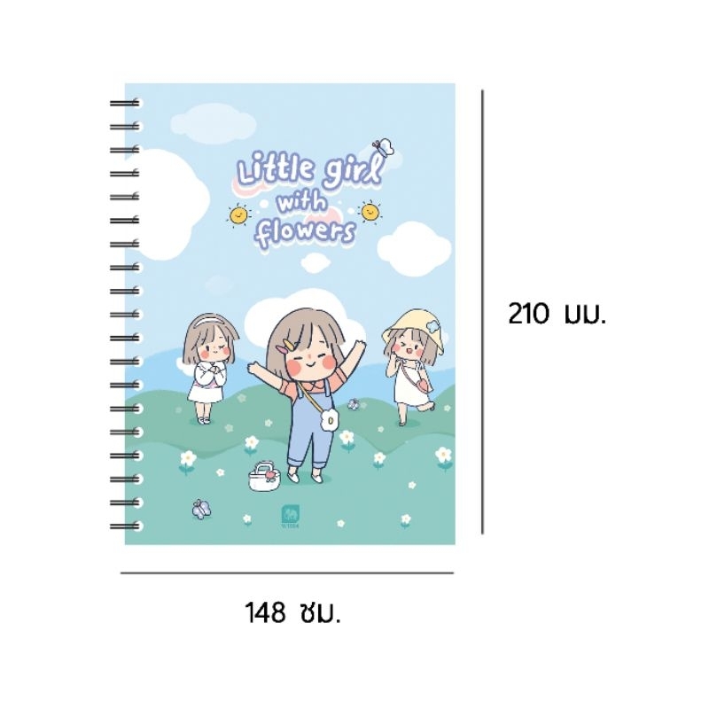 Elephant สมุดริมลวดปกแข็ง A5 แบบมีเส้นบรรทัด SIBBIL ซิบบิลแอนฟลาวเวอร์ กระดาษหนา 70 แกรม 100 แผ่น (ราคาต่อ 1 เล่ม)
