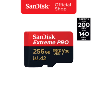 SanDisk Extreme Pro microSDXC 256GB  A2 (SDSQXCD-256G-GN6MA) ความเร็วสูงสุด อ่าน 200MB/s เขียน 140MB/s